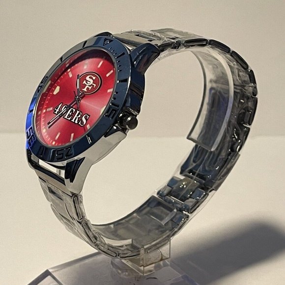SAN FRANCISCO 49ERS NFL Team Logo Men's Stainless-Steel Silver Analog Watch NEW - Picture 4 of 11